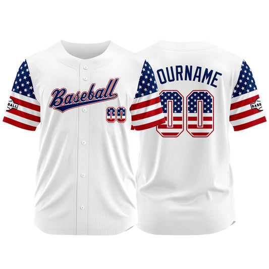 Custom Full Print Design Baseball Jersey us flag