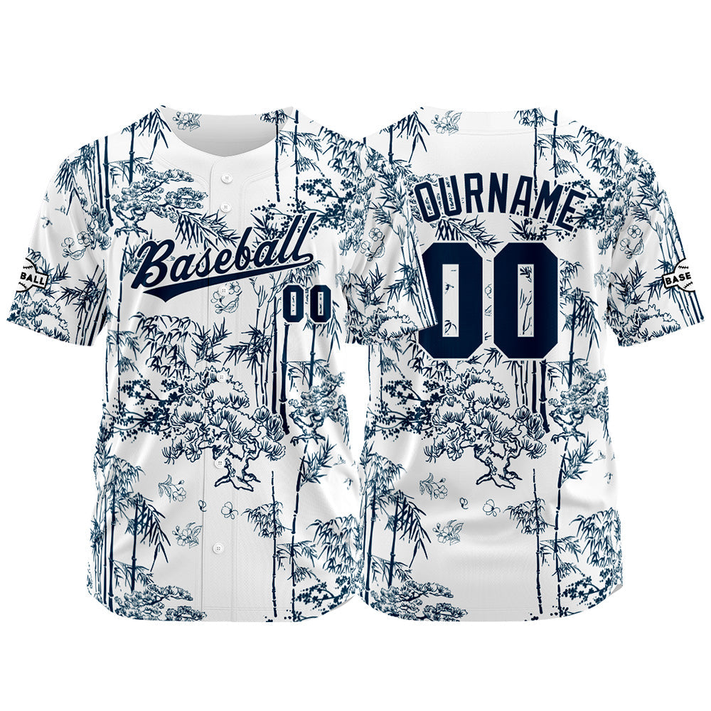 Custom Full Print Design Baseball Jersey white