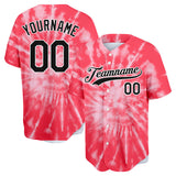 custom full print design authentic red tie-dyed baseball jersey