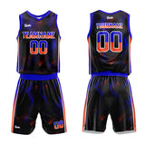 custom gradual change basketball suit for adults and kids  personalized jersey black-royal