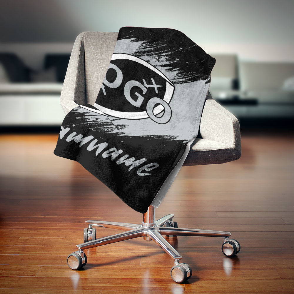 custom ultra-soft micro fleece blanket black-gray