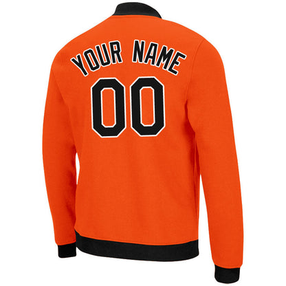 Custom Long Sleeve Windbreaker Jackets Uniform Printed Your Logo Name Number Orange-Black-White