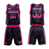 custom gradual change basketball suit for adults and kids  personalized jersey black-pink