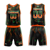custom gradual change basketball suit for adults and kids  personalized jersey black-orange