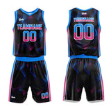 custom gradual change basketball suit for adults and kids  personalized jersey black-sky blue