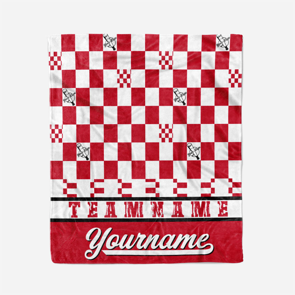 custom ultra-soft micro fleece blanket red-white