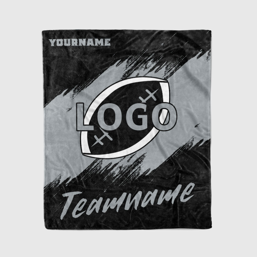 custom ultra-soft micro fleece blanket black-gray