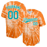 custom full print design authentic orange tie-dyed baseball jersey