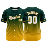 Custom Full Print Design Baseball Jersey yellow-green