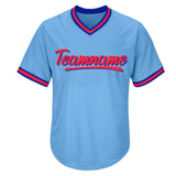 custom baseball jersey shirt light blue-red-royal