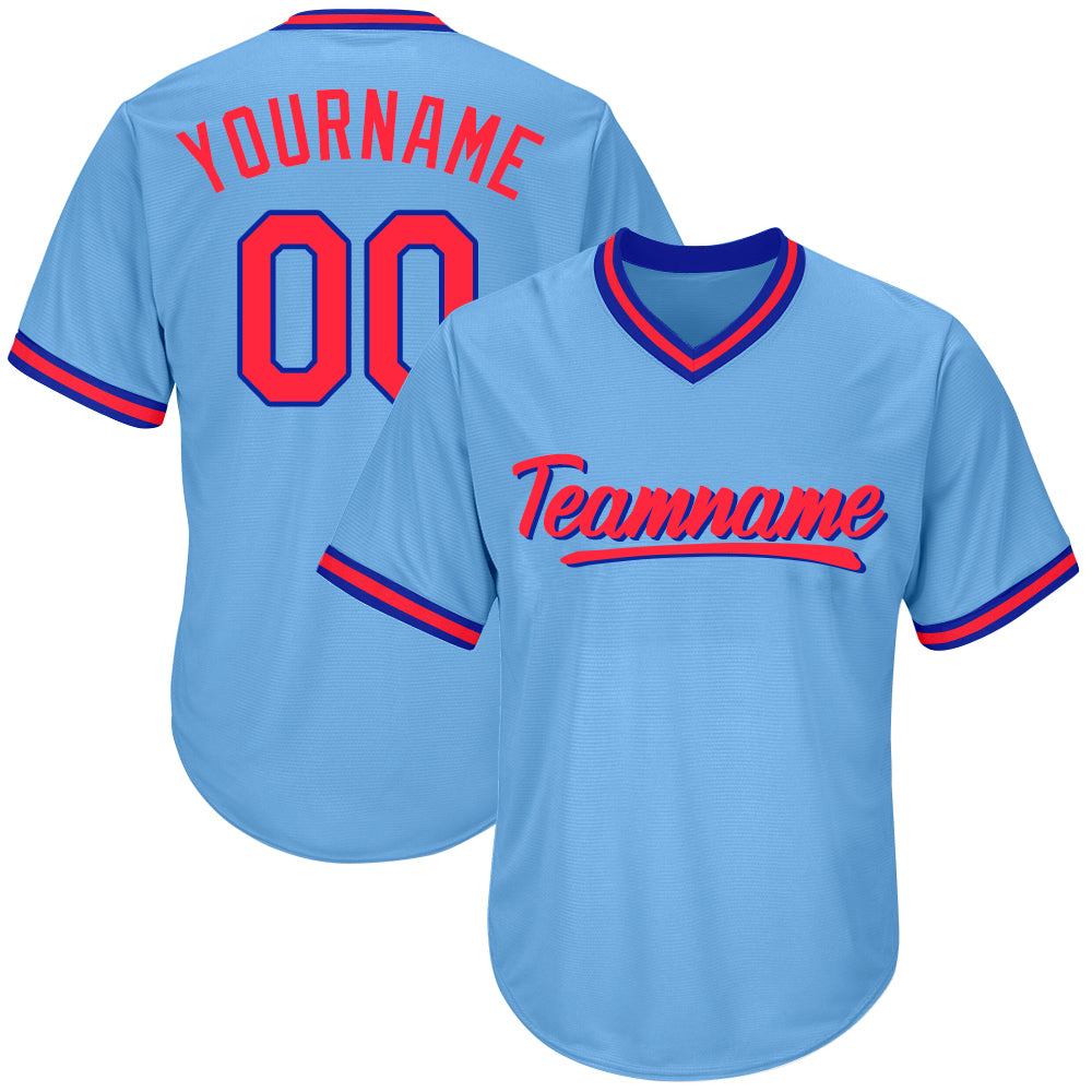 custom baseball jersey shirt light blue-red-royal default title