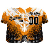 Custom Full Print Design Baseball Jersey orange-black-white