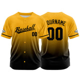 Custom Full Print Design Baseball Jersey black-yellow