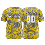 Custom Baseball Jersey Personalized Baseball Shirt for Men Women Kids Youth Teams Stitched and Print Yellow&Grey