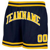 custom yellow-navy-white authentic throwback basketball shorts