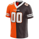 custom authentic split fashion football jersey orange-white-brown mesh