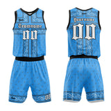 custom bandanna basketball suit for adults and kids  personalized jersey light blue