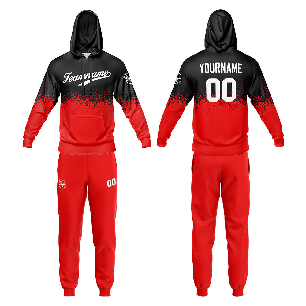Custom Sweatshirt Hoodie For Men Women Girl Boy Print Your Logo Name Number Red-Black-White
