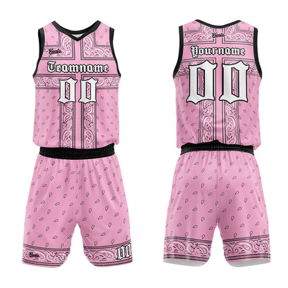 custom bandanna basketball suit for adults and kids  personalized jersey pink