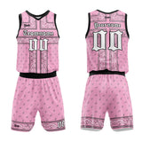 custom bandanna basketball suit for adults and kids  personalized jersey pink