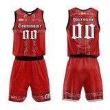 custom bandanna basketball suit for adults and kids  personalized jersey red