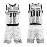 custom bandanna basketball suit for adults and kids  personalized jersey white