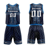 custom bandanna basketball suit for adults and kids  personalized jersey navy