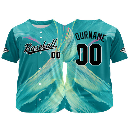 Custom Full Print Design Baseball Jersey Aqua