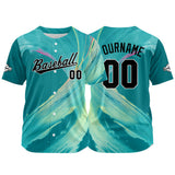 Custom Full Print Design Baseball Jersey Aqua