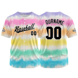 Custom Full Print Design Baseball Jersey yellow-pink-aqua