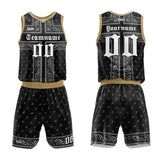custom bandanna basketball suit for adults and kids  personalized jersey black