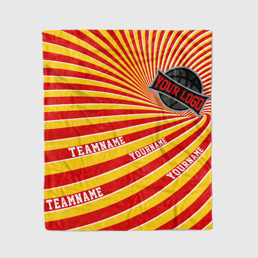 custom ultra-soft micro fleece blanket red-yellow