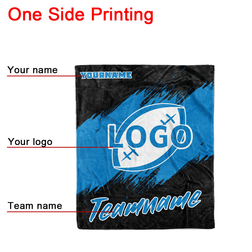 custom ultra-soft micro fleece blanket black-light blue