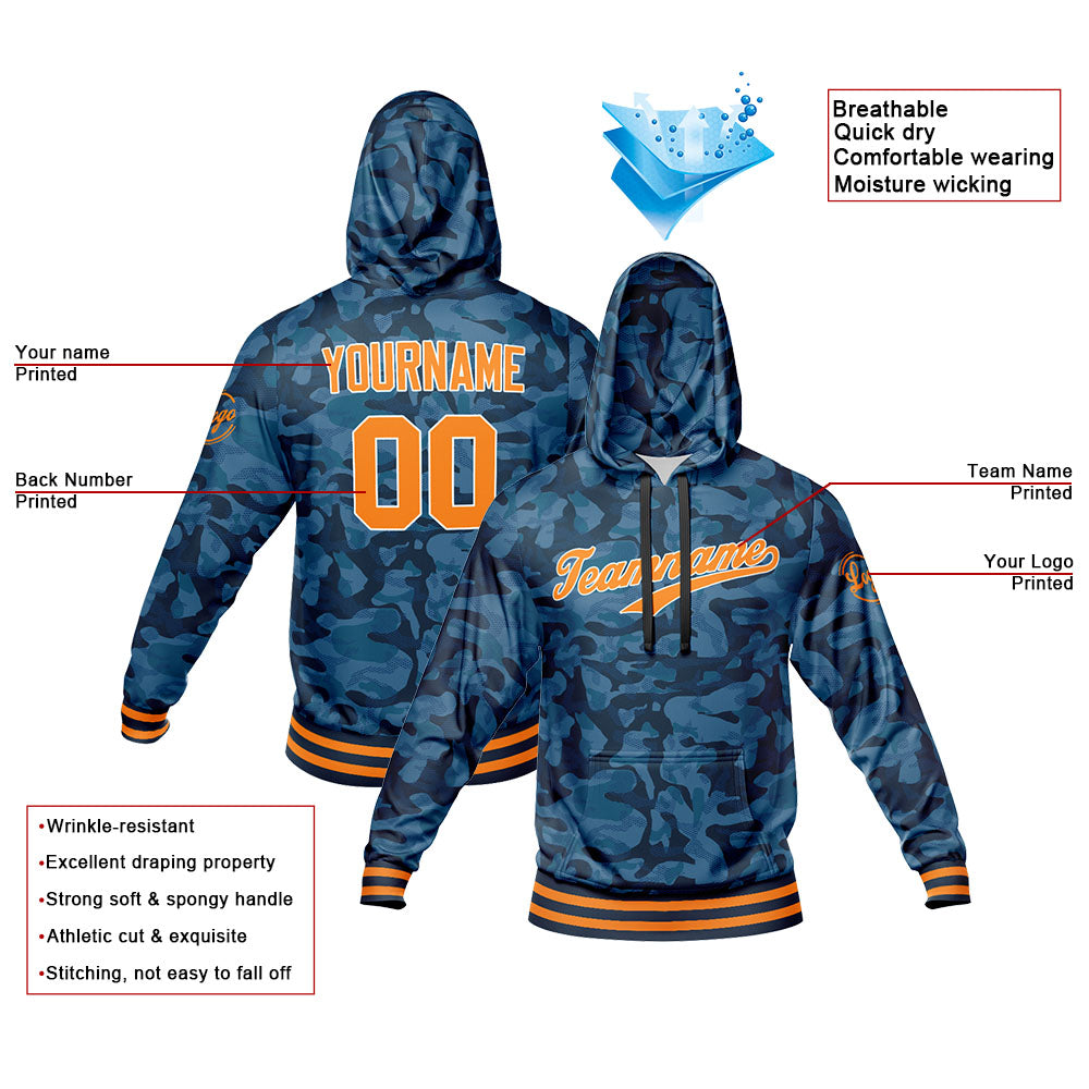 Custom Sweatshirt Hoodie For Men Women Girl Boy Print Your Logo Name Number Navy camouflage