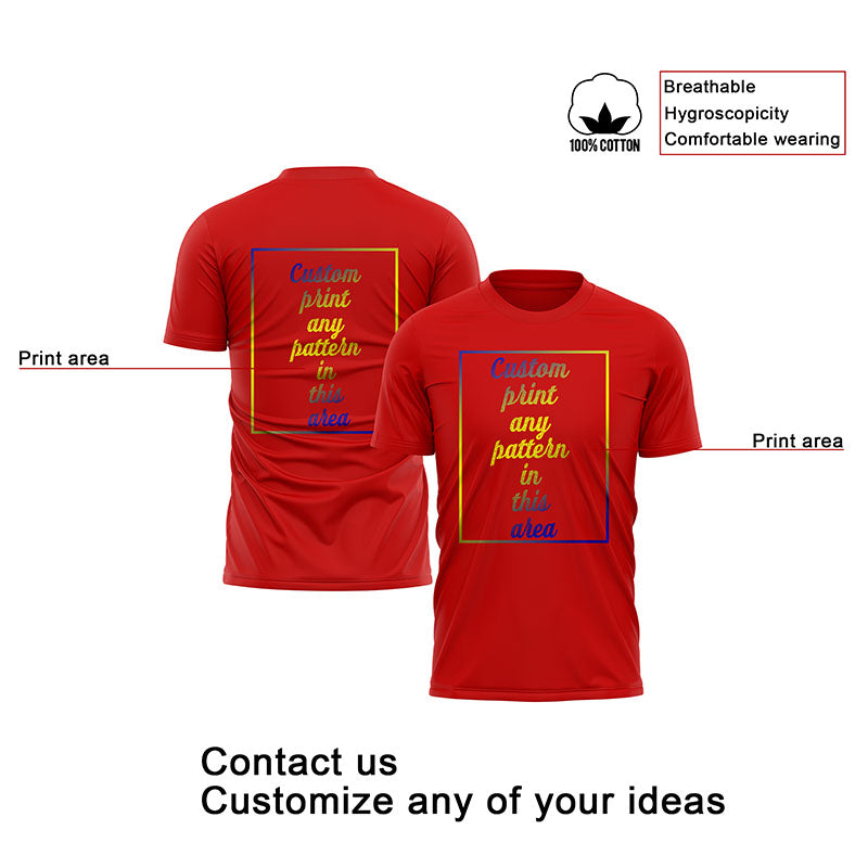 custom cotton short t-shirt red