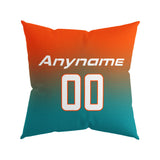 Custom Football Throw Pillow for Men Women Boy Gift Printed Your Personalized Name Number Orange&Aqua&White