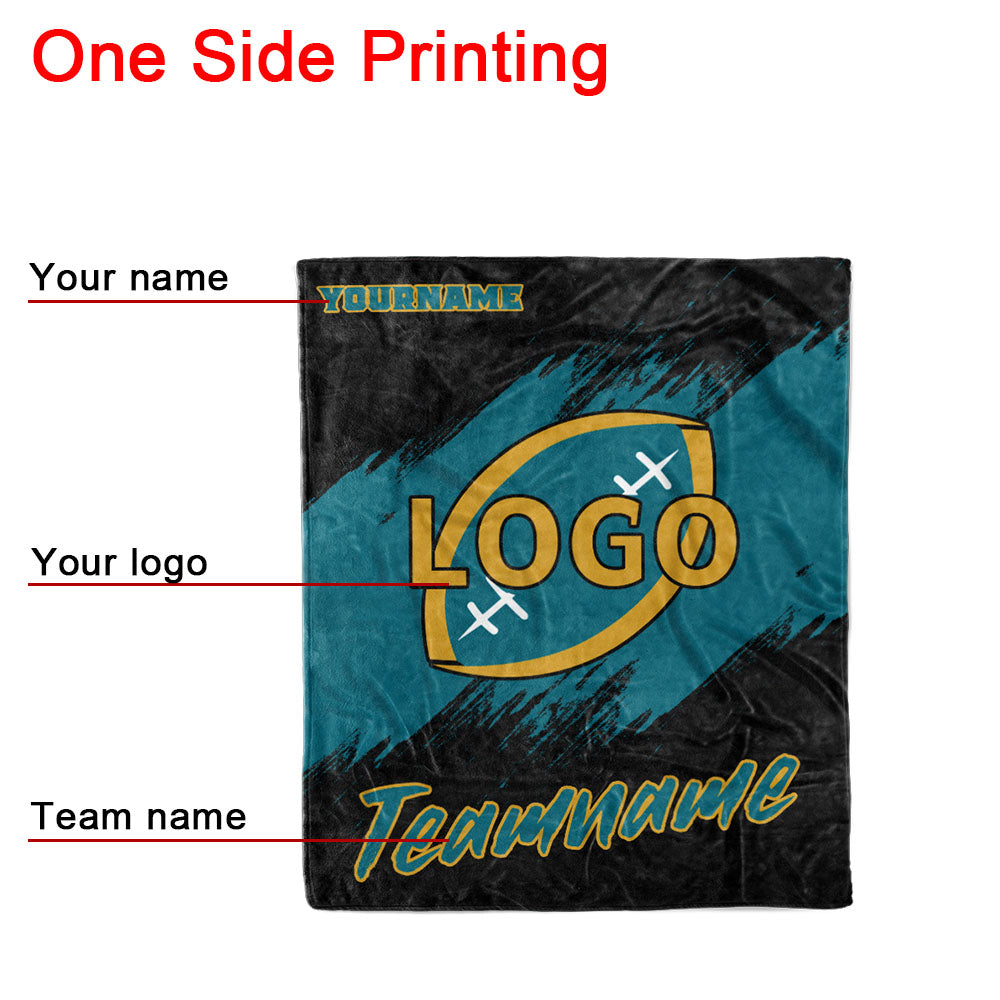 custom ultra-soft micro fleece blanket black-teal