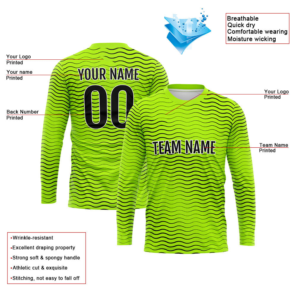 Custom Basketball Soccer Football Shooting Long T-Shirt for Adults and Kids Wave-Neon Green