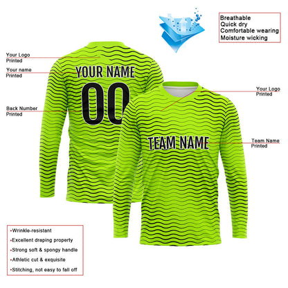 Custom Basketball Soccer Football Shooting Long T-Shirt for Adults and Kids Wave-Neon Green