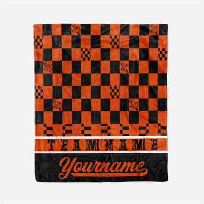 custom ultra-soft micro fleece blanket orange-black