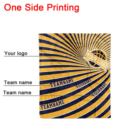 custom ultra-soft micro fleece blanket navy-yellow