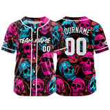 Custom Baseball Jersey Personalized Baseball Shirt for Men Women Kids Youth Teams Stitched and Print Pink&Blue