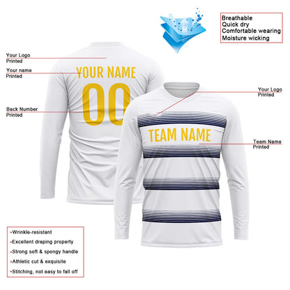 Custom Basketball Soccer Football Shooting Long T-Shirt for Adults and Kids White-Navy