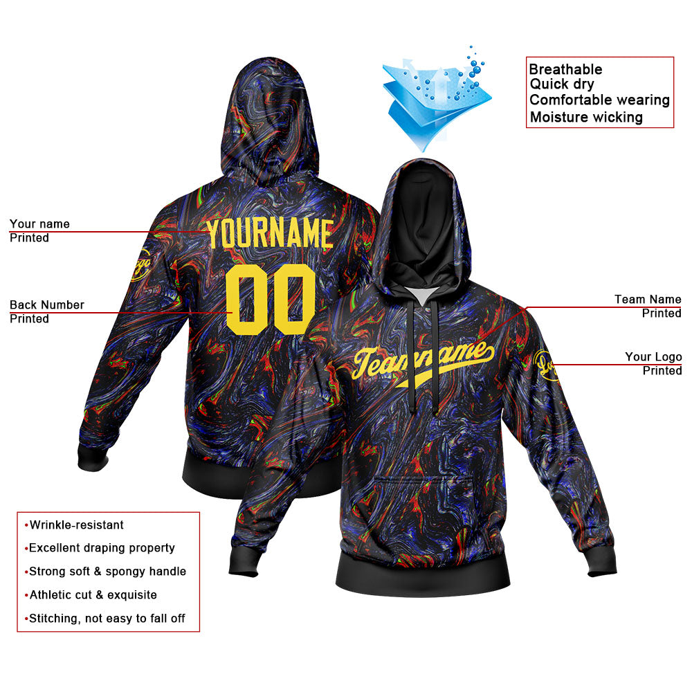Custom Sweatshirt Hoodie For Men Women Girl Boy Print Your Logo Name Number Fluid-Black