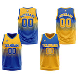 Custom Reversible Basketball Suit for Adults and Kids Personalized Jersey Blue-Yellow