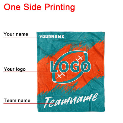 custom ultra-soft micro fleece blanket aqua-orange