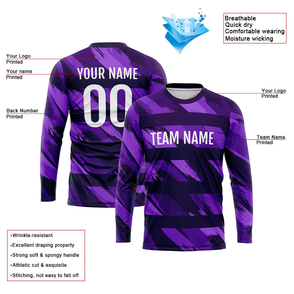 Custom Basketball Soccer Football Shooting Long T-Shirt for Adults and Kids Horizontal bar-Purple