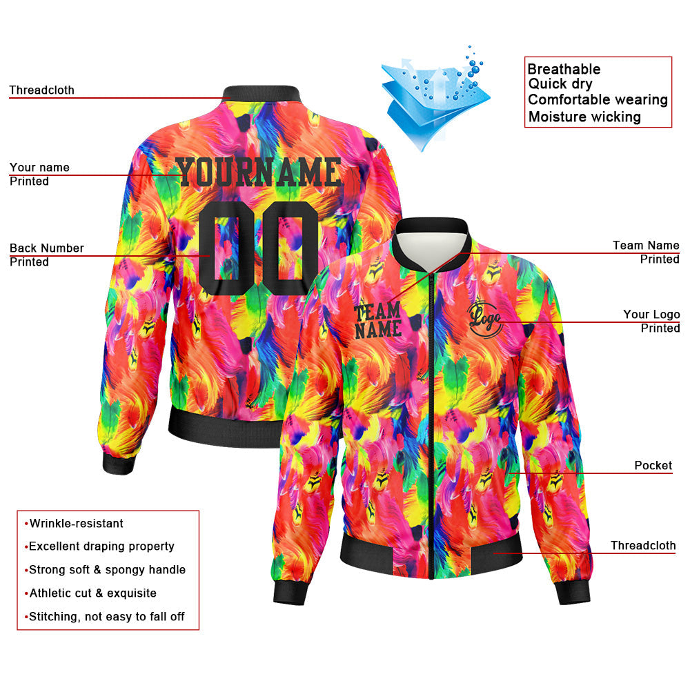 Custom Long Sleeve Windbreaker Jackets Uniform Printed Your Logo Name Number Feather