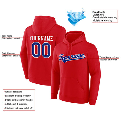 custom authentic pullover sweatshirt hoodie red-royal-white