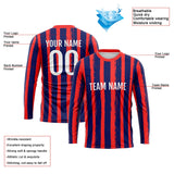 Custom Basketball Soccer Football Shooting Long T-Shirt for Adults and Kids Stripe-Red-Navy